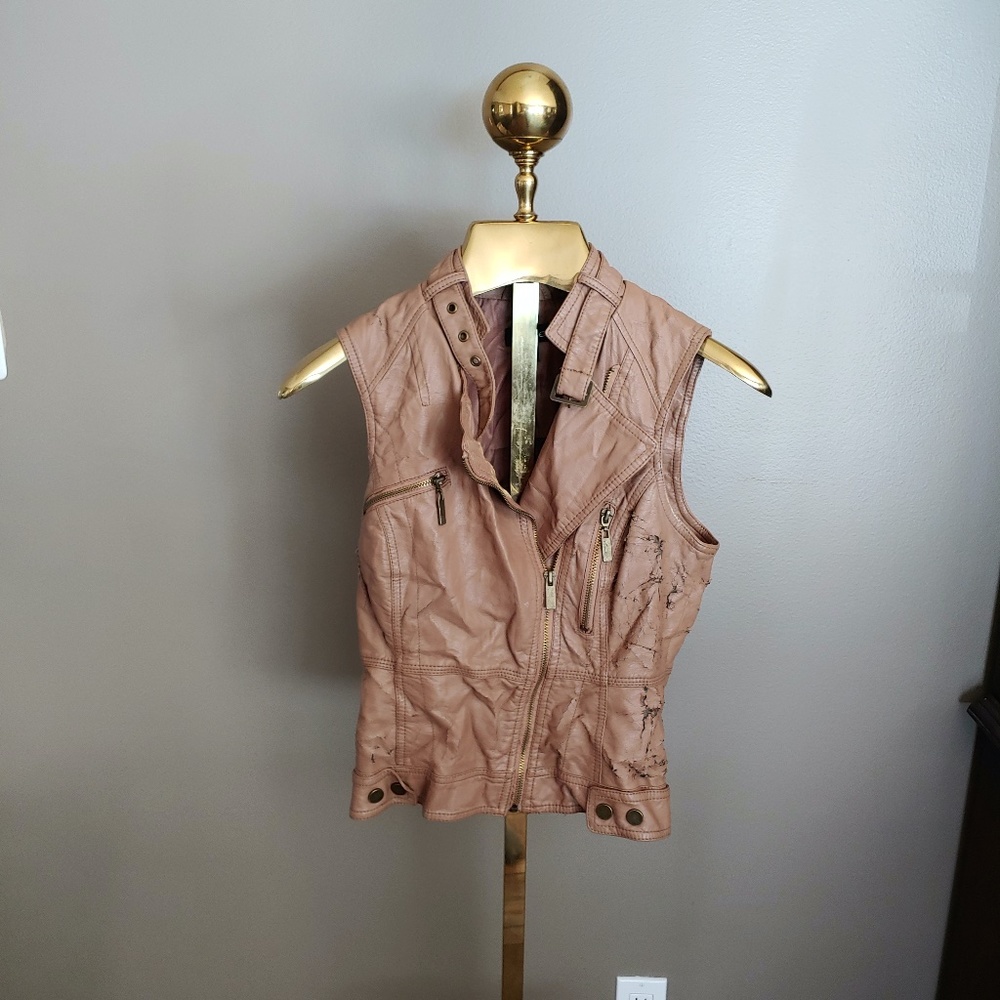 bebe Faux Leather Brown Vest